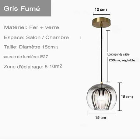 Suspension Élégante en Verre Transparent avec Accents Dorés-LUMICONCEPT