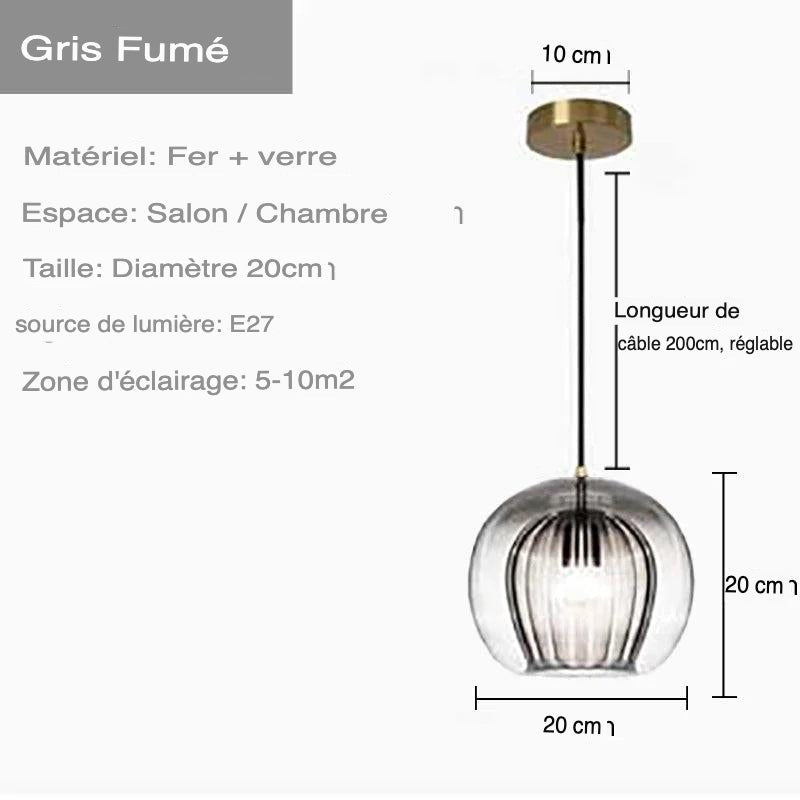 Suspension Élégante en Verre Transparent avec Accents Dorés-LUMICONCEPT