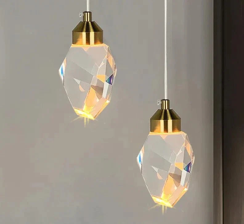 Suspension En Cristal Taillé avec Monture en Laiton Doré - Élégance Nordic Rétro pour Votre Intérieur-LUMICONCEPT