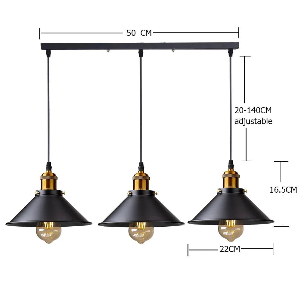 Suspension Industrielle en Métal Noir avec Abat-jour Personnalisable en Couleurs Variées-LUMICONCEPT