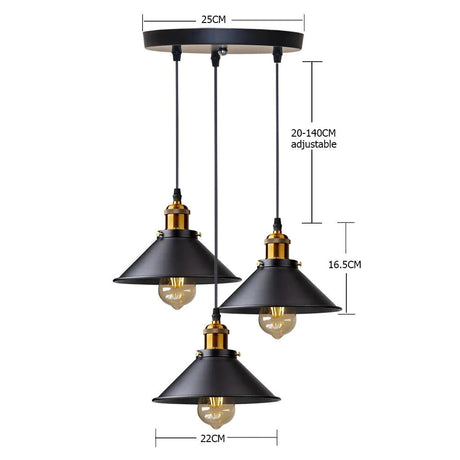 Suspension Industrielle en Métal Noir avec Abat-jour Personnalisable en Couleurs Variées-LUMICONCEPT