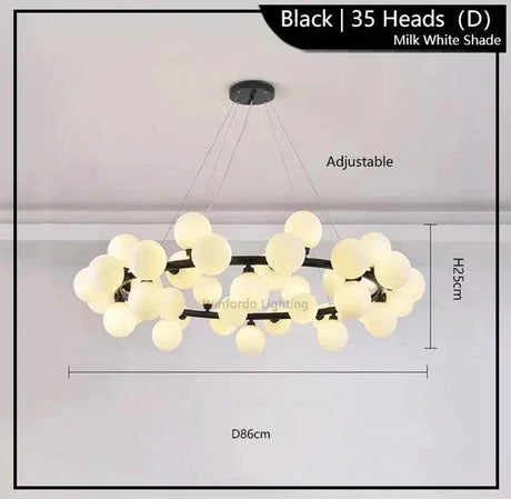 Suspension LED Éclairante avec Boules Opaques et Structure en Métal Doré-LUMICONCEPT