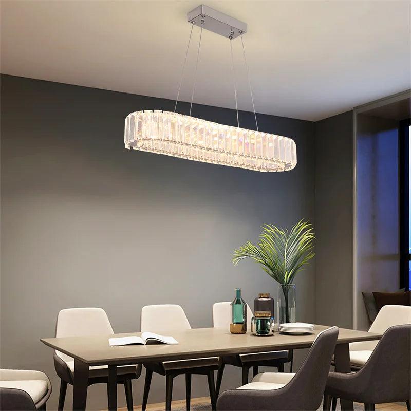 Suspension LED Luxe en Cristal Clair avec Télécommande et Variété de Lumière-LUMICONCEPT