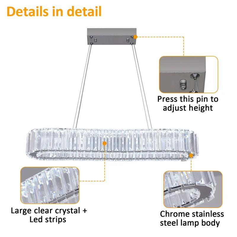 Suspension LED Luxe en Cristal Clair avec Télécommande et Variété de Lumière-LUMICONCEPT