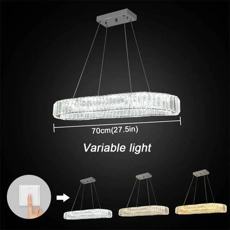 Suspension LED Luxe en Cristal Clair avec Télécommande et Variété de Lumière-LUMICONCEPT