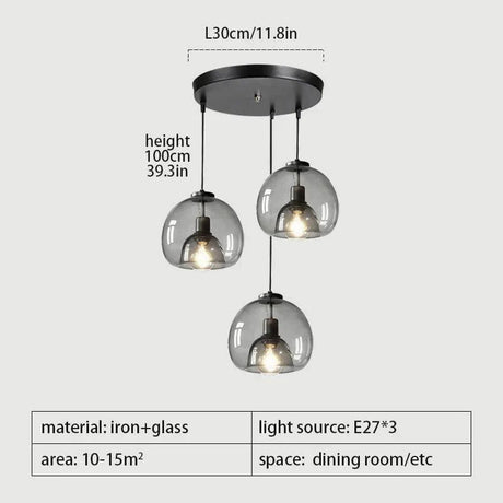 Suspension LED en Fer Forgé et Verre Fumé - Élégance Moderne pour Votre Intérieur-LUMICONCEPT