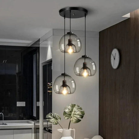 Suspension LED en Fer Forgé et Verre Fumé - Élégance Moderne pour Votre Intérieur-LUMICONCEPT