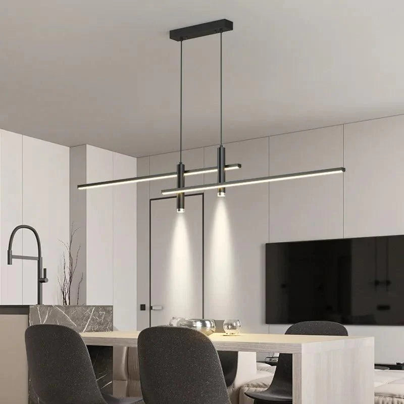 Suspension Linéaire Moderne avec Éclairage LED et Télécommande-LUMICONCEPT