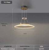 Suspension Moderne en Aluminium Doré avec Éclairage LED Trichromatique et Options de Personnalisation-LUMICONCEPT