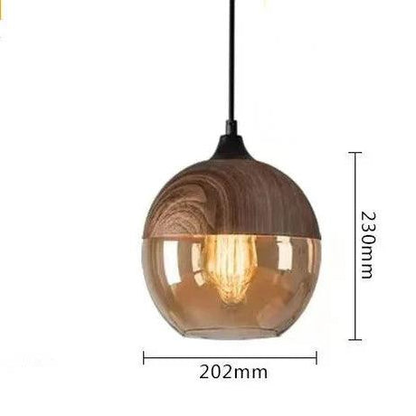 Suspension Moderne en Bois Noir et Verre Ambré – Éclairage Art Déco Élegant-LUMICONCEPT