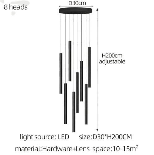 Suspension Moderne en Métal avec Éclairage Vertical Élégant à Ampoules LED-LUMICONCEPT