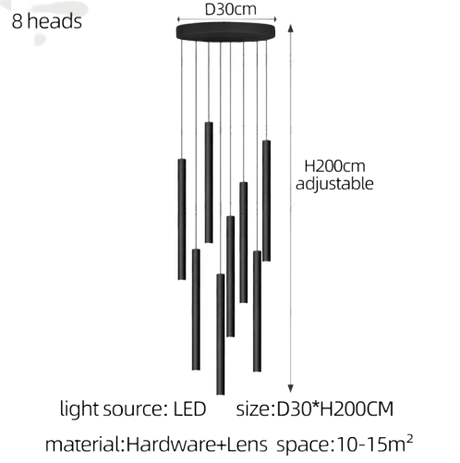 Suspension Moderne en Métal avec Éclairage Vertical Élégant à Ampoules LED-LUMICONCEPT