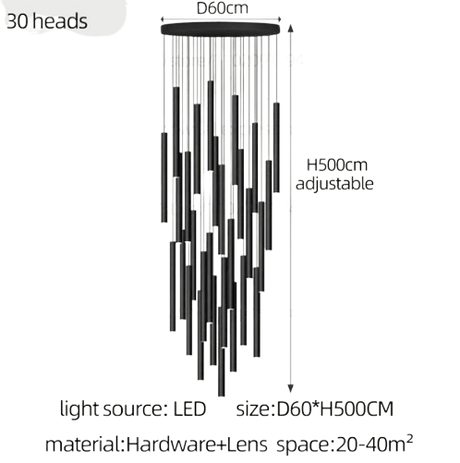 Suspension Moderne en Métal avec Éclairage Vertical Élégant à Ampoules LED-LUMICONCEPT