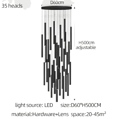 Suspension Moderne en Métal avec Éclairage Vertical Élégant à Ampoules LED-LUMICONCEPT