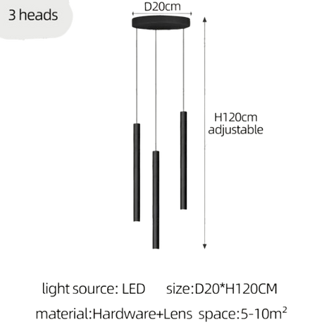 Suspension Moderne en Métal avec Éclairage Vertical Élégant à Ampoules LED-LUMICONCEPT