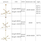 Suspension Multi-Branches en Laiton avec Ampoules Exposées - Élégance Moderne en Fer et Verre-LUMICONCEPT