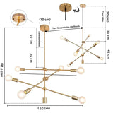 Suspension Multi-Branches en Laiton avec Ampoules Exposées - Élégance Moderne en Fer et Verre-LUMICONCEPT