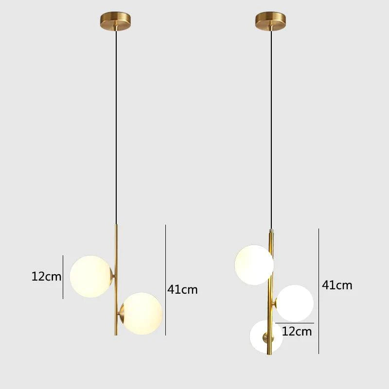 Suspension Nordique Moderne en Laiton et Verre Opaline-LUMICONCEPT