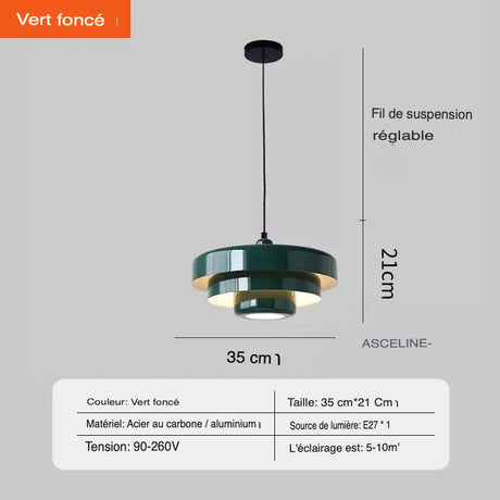 Suspension Rétro Moderne en Acier et Aluminium avec Éclairage LED-LUMICONCEPT