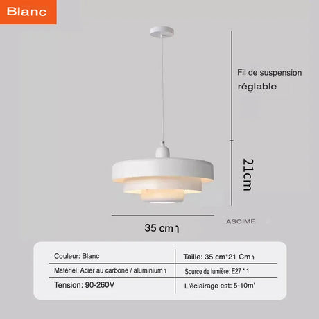 Suspension Rétro Moderne en Acier et Aluminium avec Éclairage LED-LUMICONCEPT