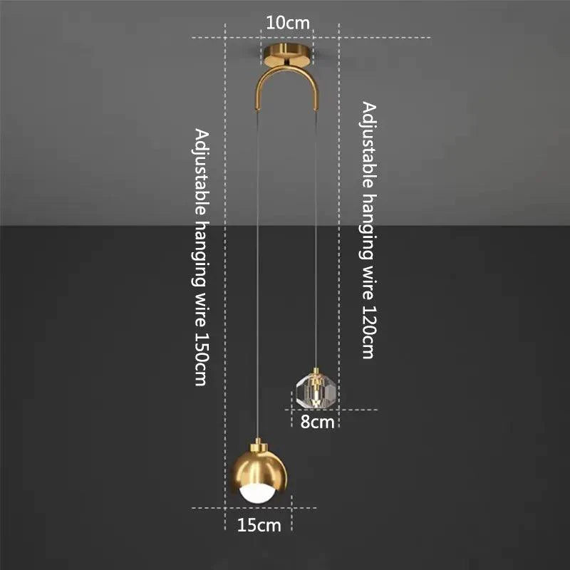 Suspension en Cristal Doré pour un Éclairage Élégant et Sophistiqué-LUMICONCEPT